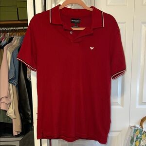 Emporio Armani Men's Polo in Rich Red